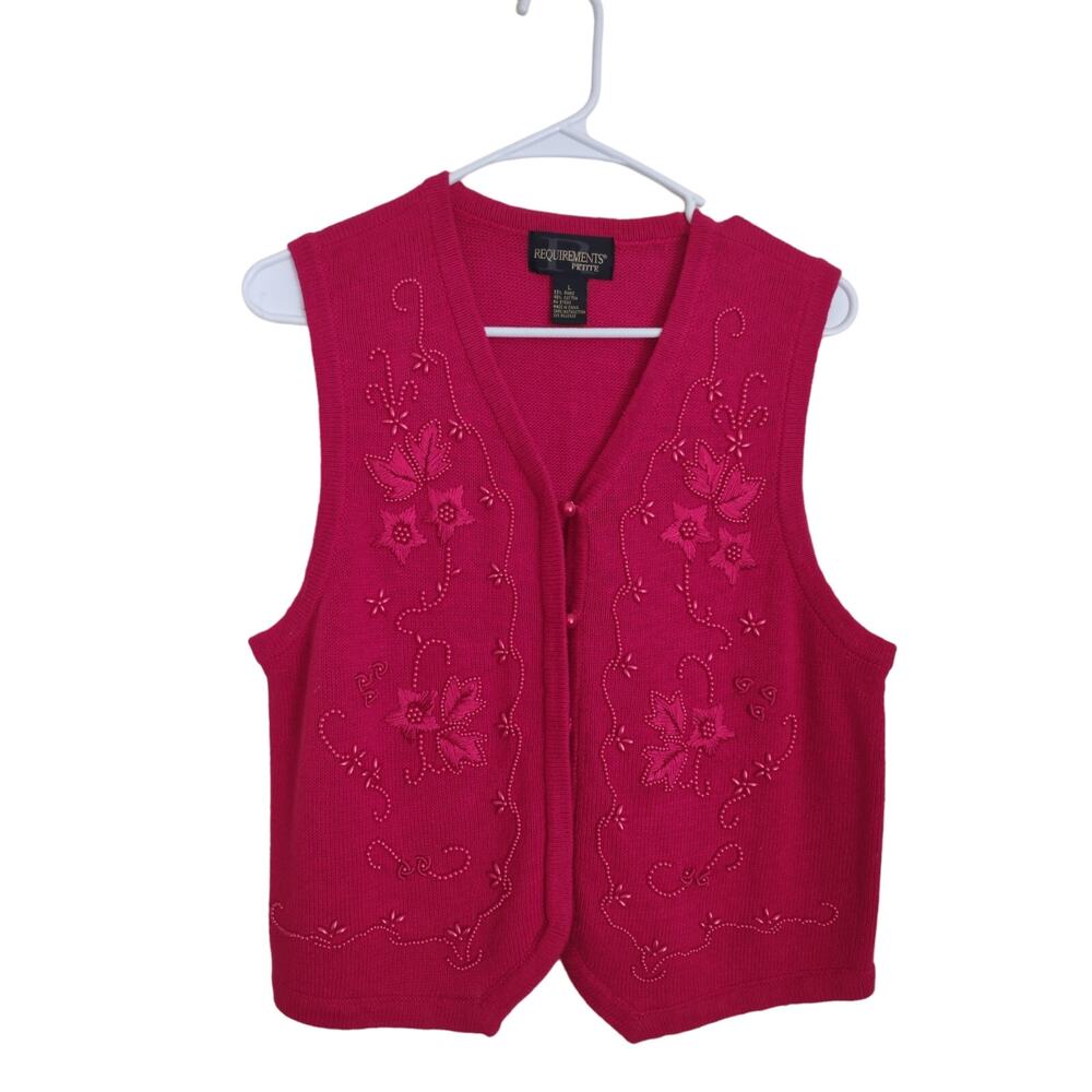 Vintage Requirements‎ Red Sweater Vest Size Small Christmas Holiday Cotton